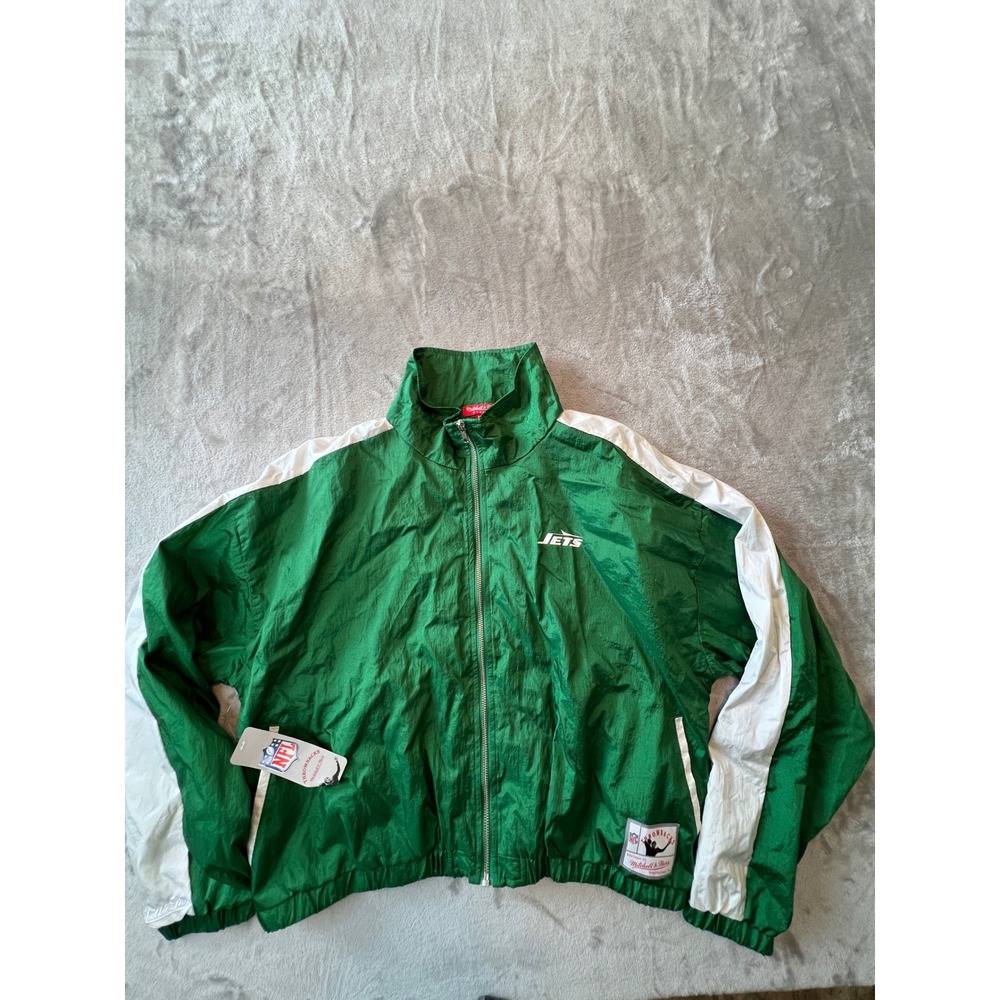 Mitchell & Ness Windbreaker Womens 2X Green NFL New York Jets Throwbacks NWT